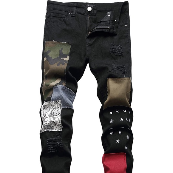 Other - New Mens Ripped and Patched Skinny Jeans Multiple Sizes